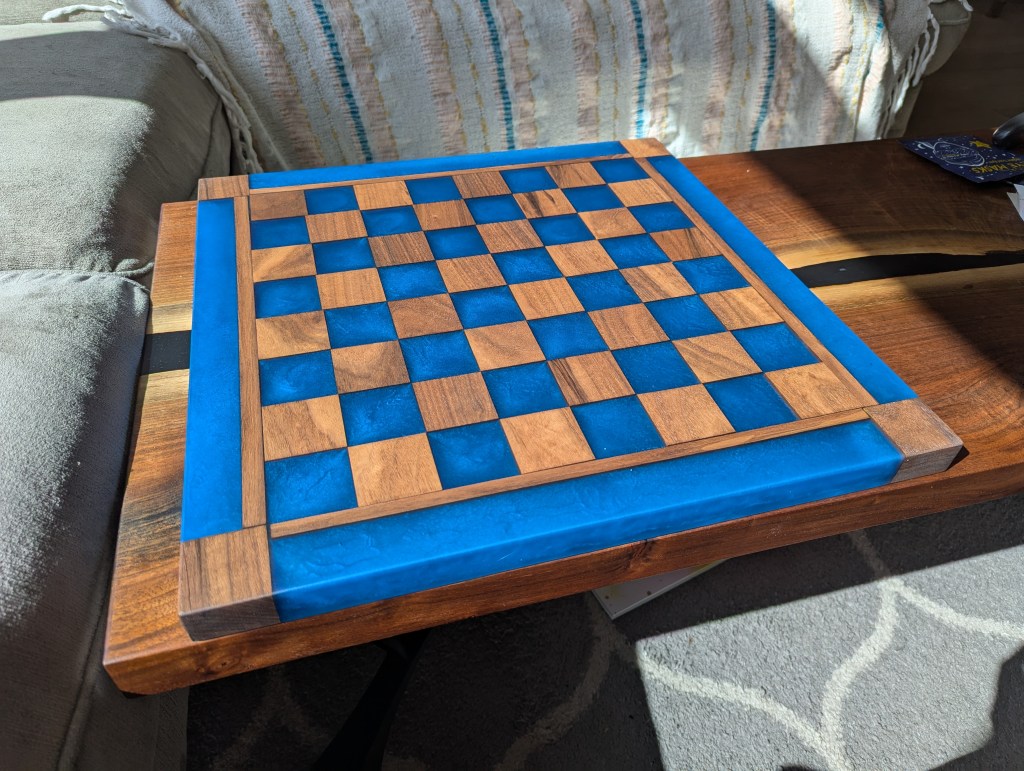 Custom Chess Board: Black Walnut & Resin&nbsp;($600)